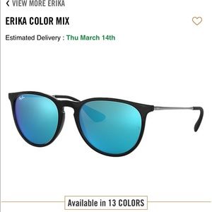 Ray Ban Erika Blue lens sunglasses